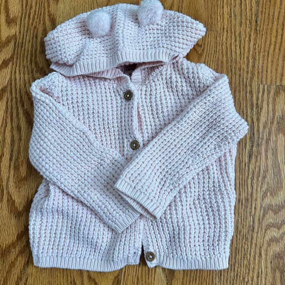 9M light pink Carter’s sweater with bear ears